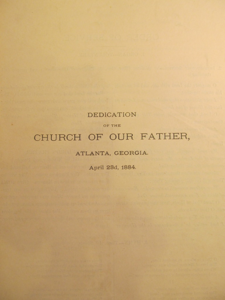 Order of Service for the dedication of the Church of our Father