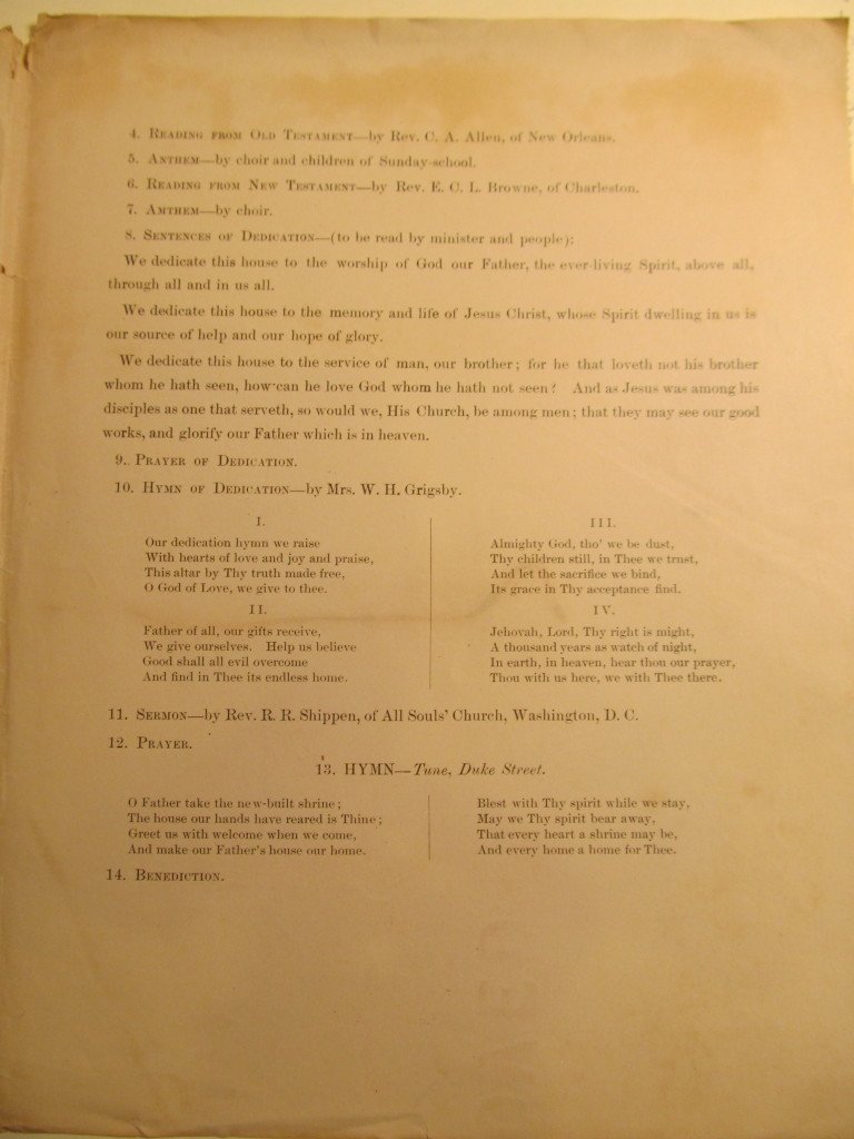 Order of Service for the dedication of the Church of our Father (Page 3)