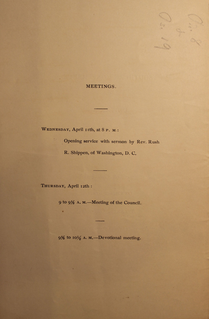 Order of Service Southern Conference Meeting Apr 11- 12, 1888 (page 2)